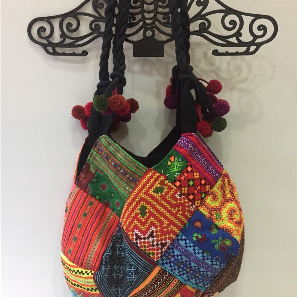 Colorful unique patchwork handmade bag small - Picture 2 of 5